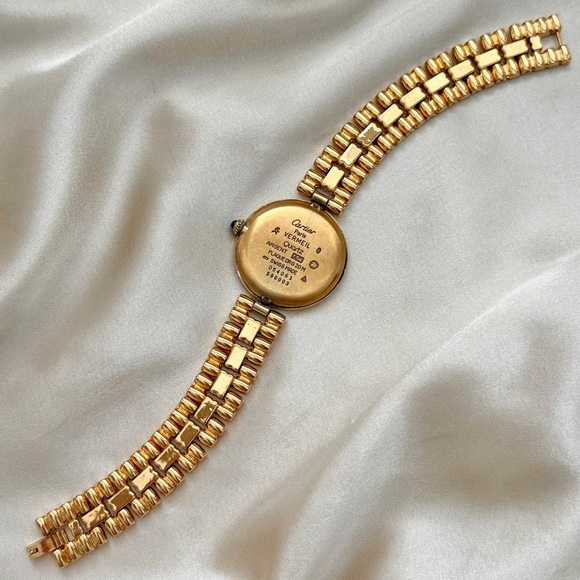 AUTHENTIC VINTAGE CARTIER GOLD WATCH - BLACK DIAL - WITH BOX - Picture 7 of 8